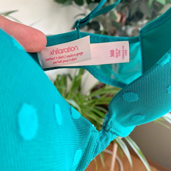 Teal green polka dots bra. Xhilaration. 36B - Picture 3 of 7